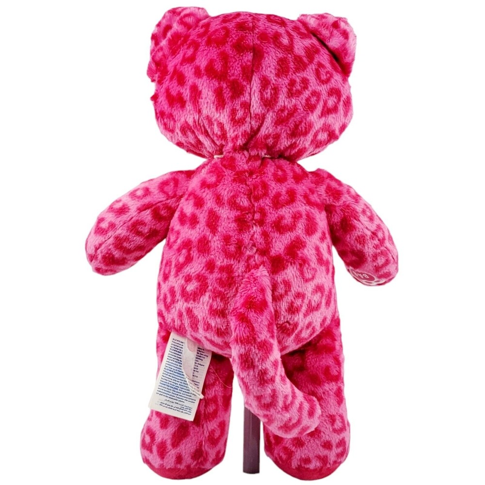 Lot of 2 Build a Bears Rainbow Hearts Kitty Cat & Hot Pink Leopard Stuffed Plush - Picture 14 of 15